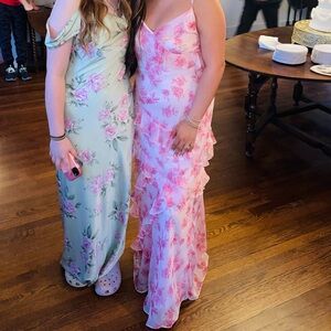 Floral Pink Ruffle Slip Dress - B. darlin